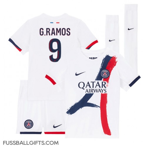 Paris Saint-Germain Goncalo Ramos #9 Fußballbekleidung Auswärtstrikot Kinder 2024-25 Kurzarm (+ kurze hosen)